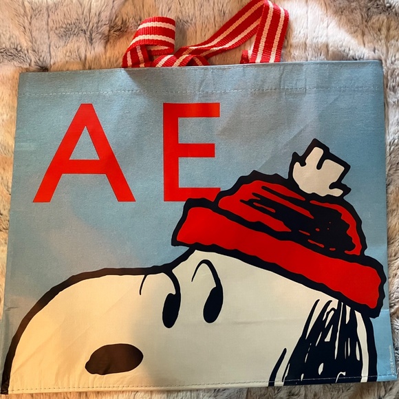 2 NWOT American Eagle Snoopy Peanuts Recycled Plastic Reusable Shopping Bag - Picture 4 of 8